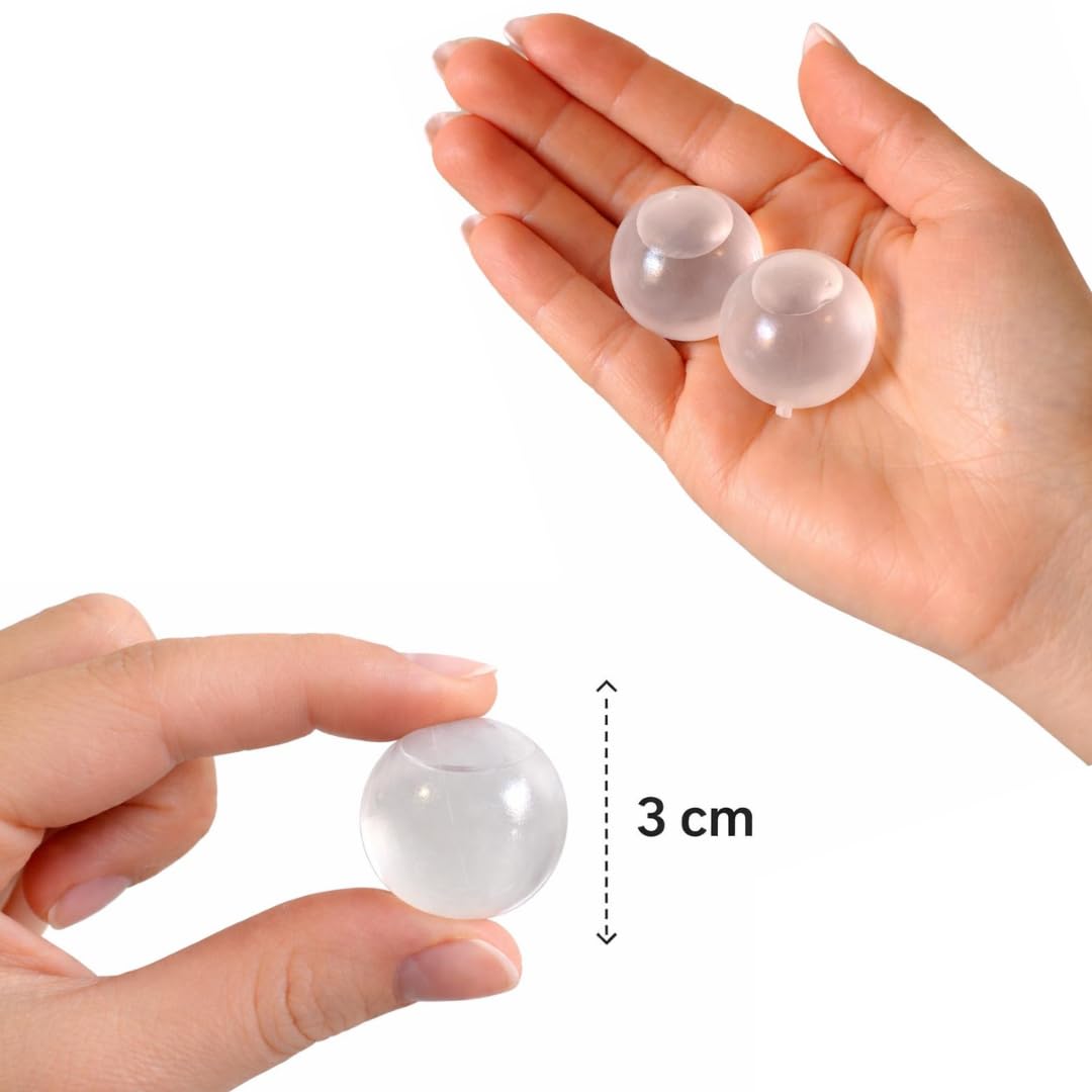 Cubetti di Ghiaccio 10pz Riutilizzabili Per Rinfrescare Bevande o Cibo - Trasparenti o Colorati - Per Bevande, Feste, Portamerenda, Gita, Mare,Piscina (PALLINE TRASPARENTI) - 3