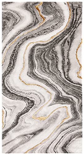 SAFAVIEH Craft Collection Accent Rug - 2'3" x 4', Grey & Gold, Modern Abstract Design, Non-Shedding & Easy Care, Ideal for High Traffic Areas in Entryway, Living Room, Bedroom (CFT819F)