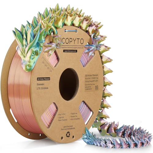 Image of Silk Tricolor PLA Filament 1.75mm, 3D Printer 3-in-1 Multi Color PLA Filament, Dimensional Accuracy + /-0.02mm 1KG Spool (2.2 lbs), Shiny Silk Texture, Triple Color Silk PLA Filament (Blue Pink Yellow)