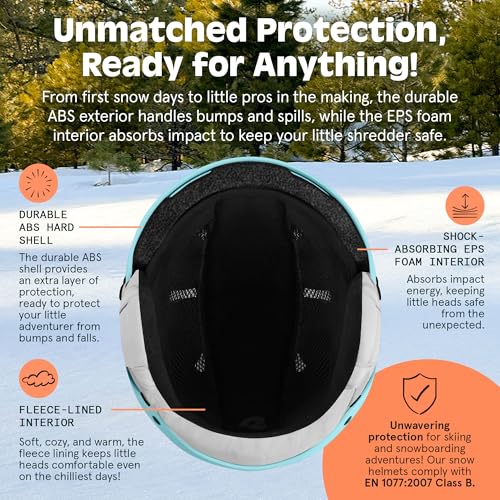 Image of Comstock Kids Ski & Snowboard Helmet with ABS Shell, EPS Impact Protection & 10 Cooling Vents - Adjustable Winter Sports Gear, Goggle Clip