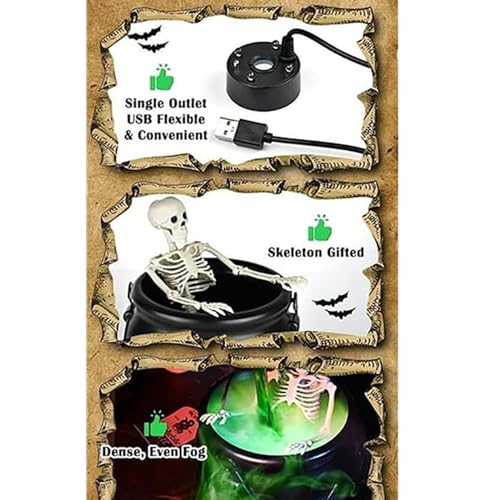 Chaudron de sorcière d'Halloween pour décoration de table intérieure ou jardin