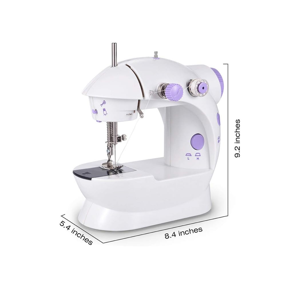 Mini Macchina da Cucire Portatile da 240 V, Macchine da Cucire elettriche a pedalata a Due velocità e Due Fili per Principianti