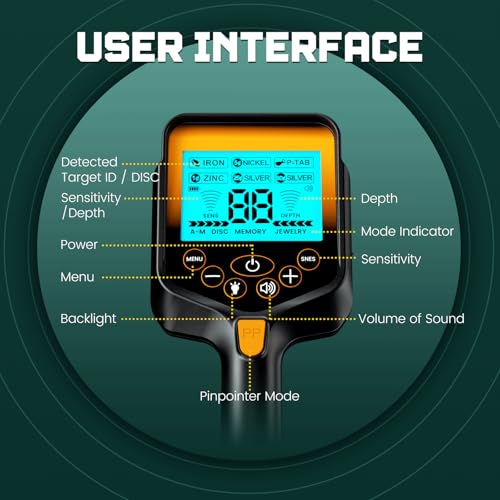 Image of Metal Detector for Adults Waterproof - 2000mAh Chargeable Professional Cordless Gold Detector with LCD Display, Retractable Foldable Higher Accuracy Metal Detector with 10 inch IP68 Coil - Orange