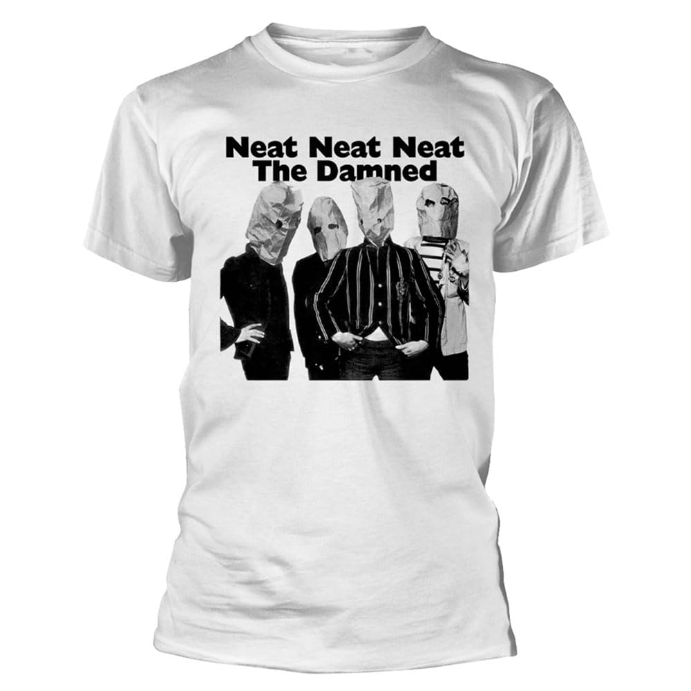 Plastic Head The Damned 'Neat Neat Neat' White T-Shirt (UK, Alpha, 3XL, Regular, Regular, White)