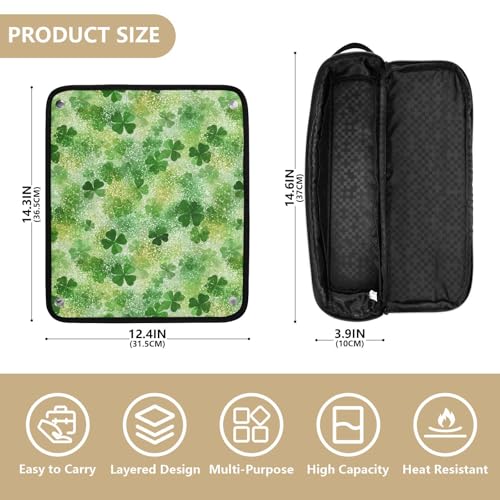 Bolso organizador de herramientas para el cabello Clover Sparkle Green para plancha, rizador, secador y accesorios de peluquería, portátil, resistente al calor con bolsillos internos miniatura 4