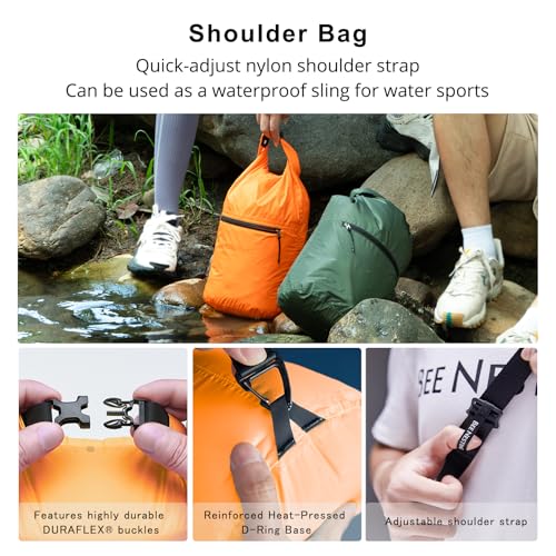 Bee Nesting Bolsa Seca Ultraligera Impermeable 10L con Bolsillo con Cierre, Nylon 20D con Separación Húmedo/Seco, Bolsa Flotante para Kayak, Bote y Playa (Verde Menta) miniatura 6