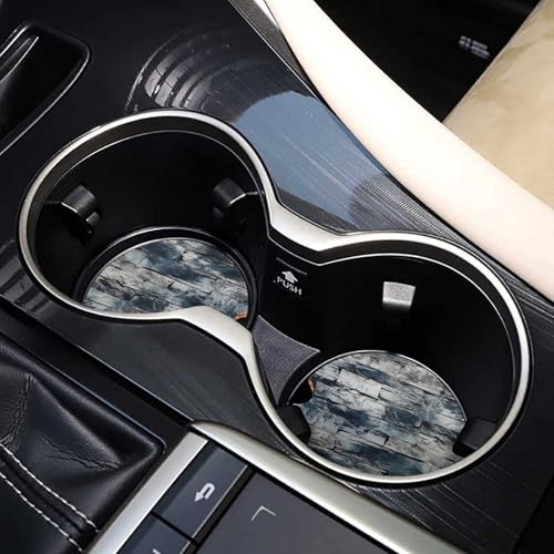 Portavasos para carro, madera, 2.6 pulg, blanco gris estilo, pack 2 miniatura 7