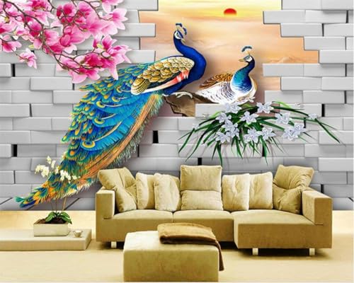 Papier peint paon 3D auto-adhésif pour masquer les murs abîmés - 2