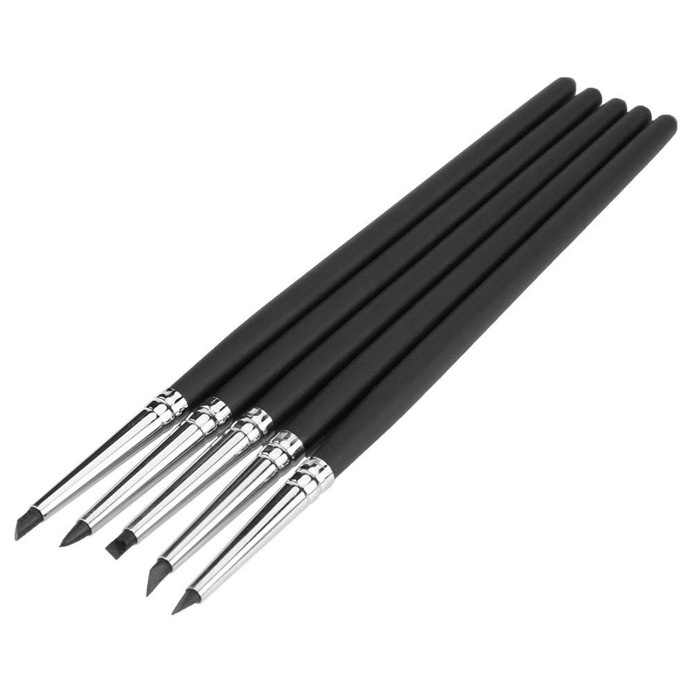 5Pcs Silicone Clay Sculpting Tools Set Wood Handle Pottery Carving Kit for Artists Beginners DIY Crafts(Black)
