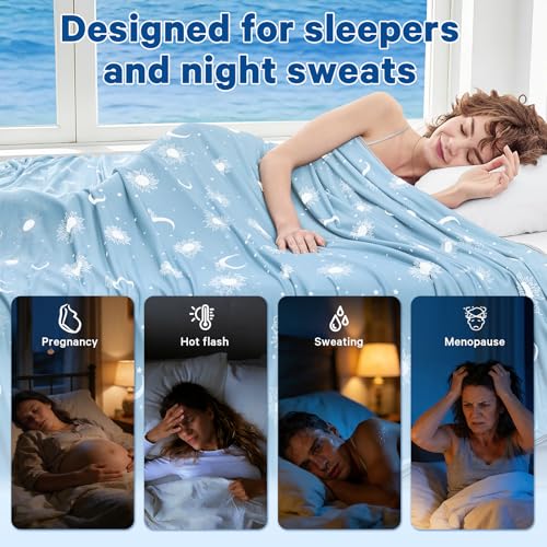 Image of inhand Cooling Blanket Twin XL (60 inchx90 inch) - Double Sided Cooling Blankets for Hot Sleepers, Breathable Soft Lightweight Summer Blanket for Dorm Room Essentials, Travel, College Dorm Bedding Sky Blue