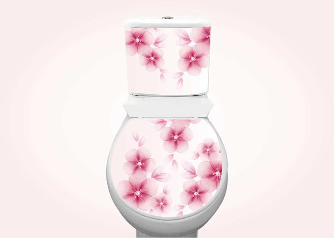 DivineDesigns™ Pink Flowers Toilet Seat Sticker (Size :- 38 X 33 cm)-image-15