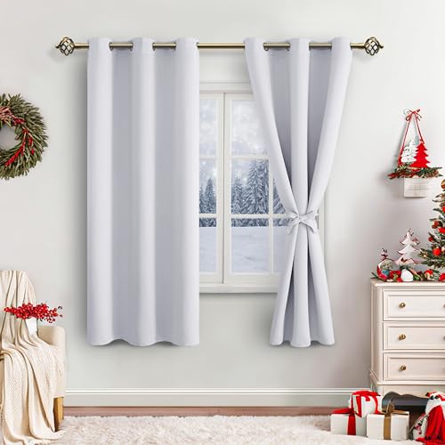 JIUZHEN Rideaux Occultants Rideau Thermique Isolant Anti Chaleur Lot de 2 Rideaux à Oeillets Isolation Lumiere Anti UV pour Chambre Maison Salon 106x160cm(LxH...