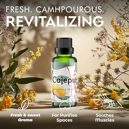 Image of Esslux Cajeput Essential Oil - 100% Pure Natural Cajeput Oil for Aromatherapy, Skin & Hair | Refreshing & Uplifting Aroma Ideal for Diffuser, Massage & DIY Projects - Therapeutic Grade - 60 ML