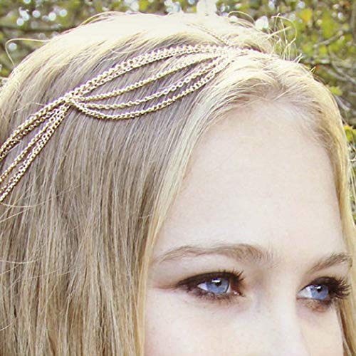 Jovono Boho Tassels Head Chain Multilayered Headpiece Fashion Hair Accesories for Women and Girls (Silver)