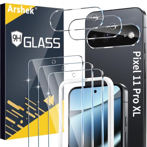 Image of 3 Pack for Google Pixel 11 XL Screen Protector Tempered Glass + 3 Pack Camera Lens Protector, Military Grade Shatterproof, 9H Hardness, Fingerprint Unlock,Case Friendly 6.8 Inch