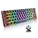T8 Teclado mecánico actualizado 60% para juegos compacto tipo C con cable 68 teclas LED retroiluminado USB teclado impermeable 18 Chroma RGB Backlight teclas anti-ghosting (interruptor negro/azul)