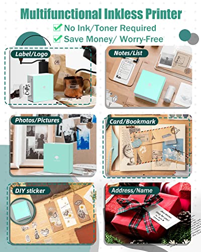 M02 Sticker Printer Machine - 2" Mini Photo Printer With 3 Roll Sticker Paper Green/Purple/Orange - Thermal Mini Printer For Pad&Phone, Hd Sticker Maker Machine Printer For Diy,Memo,List,Photo Album #TOP4