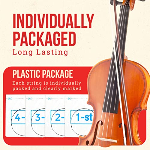 Apollo Melodies 2 Pack Violin Strings Full Set 4/4 Size Scale – Durable Solid Steel Core – Medium Gauge – Orchestral Strings – E A D G Beginner (8 Strings) #TOP4