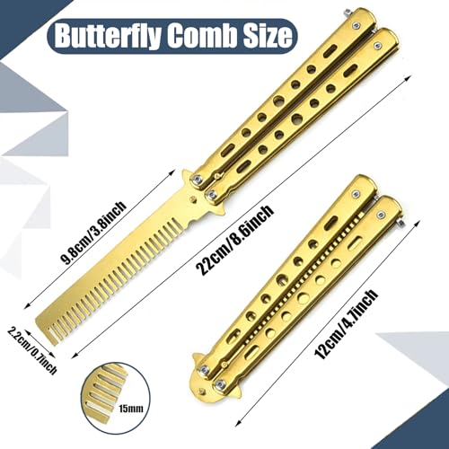 Butterfly Comb Stainless Steel - Foldable Training Comb for Hair Styling Pocket Comb for Beginners Hair Accessories Gold - Image 2