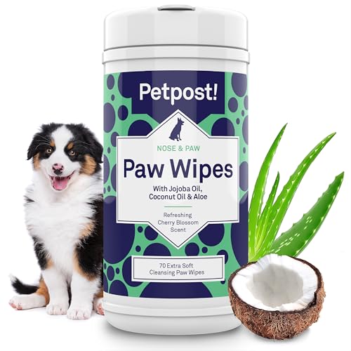 Petpost Large Paw Wipes for Dogs | 70 Count Dog Paw Cleaner Wipes with...
