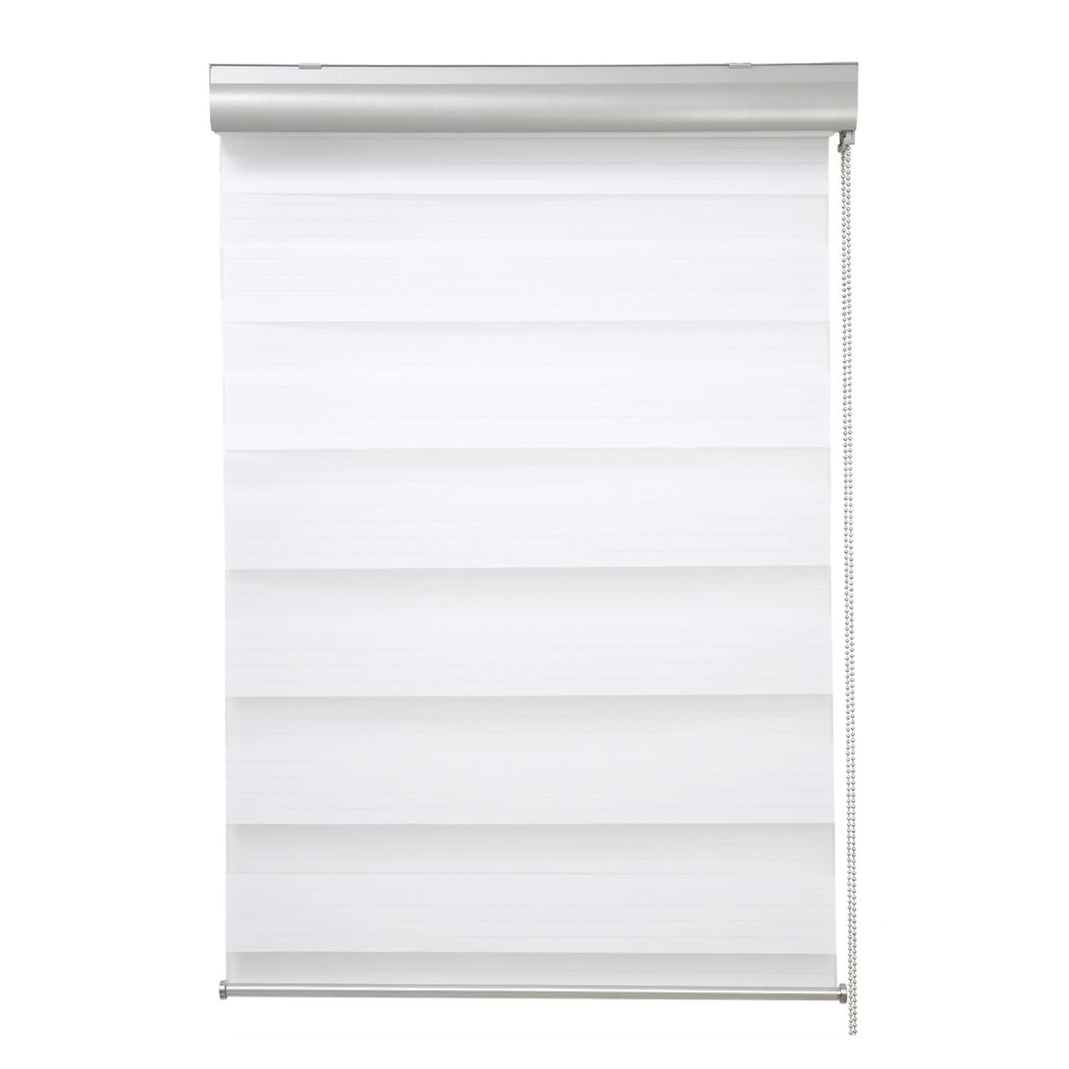 madecostore - Estor Doble Enrollable para día Nocturno, Color Blanco – 64 x 250 cm – Fijación con perforación – Cadena cromada