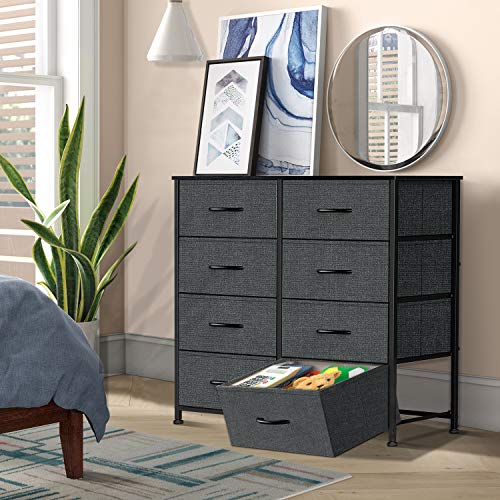 Yesker Dresser with 8 Drawers for Bedroom - Storage Tower, Bedside Furniture & Night Stand End Table Dresser for Home, Office, College Dorm, Sturdy Steel Frame Organizer, Wood Top (Dark Grey) - Thumbnail 2