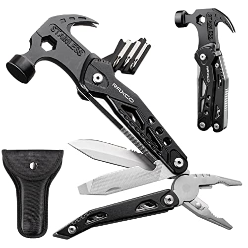 Multitool Hammer, 15-in-1 Mini Stainless Steel Hammer Camping, Multitool Pocket Clip, Father Day Multitool with Hammer for Men(6.1x2.95x1inch)