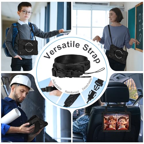 Image of Nitupai for Samsung Galaxy Tab A11+ Plus / A9+ Case 2025 /2023 11 Inch Swivel | Rugged Samsung A11+ Tablet Cover with 360 Rotating Stand Hand Strap Shoulder Strap Screen Protector, Black