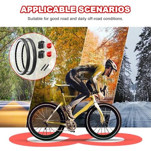2-Pack Bike Tire, 26x2.125 Inch Folding Replacement Bicycle Tires and Pair 26-inch Inner Tubes with Tire Levers for Beach Cruiser Urban City Commuter Bike - White Walled (Black) - Thumbnail 5