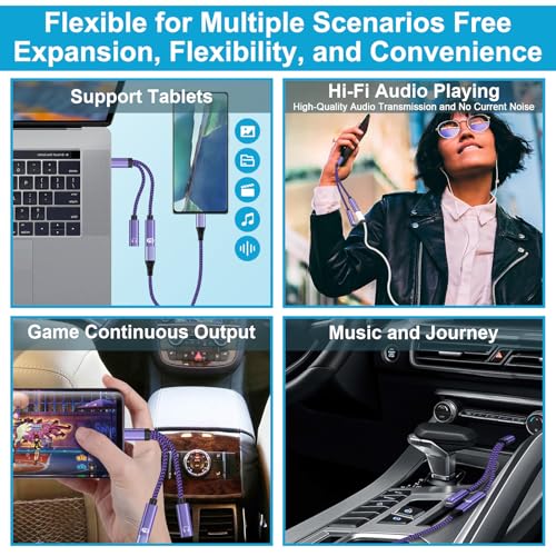 Image of 2 in 1 Samsung USB Type C to USBC Headphone and PD 60W Charger Adapter for Galaxy S26 /S26 Ultra /S26+ S25 Ultra S24,USB C Splitter 1 in 2 Out HiFi Audio Adapter for iPhone 17e 17 Pro Max 17 Air 16E 16
