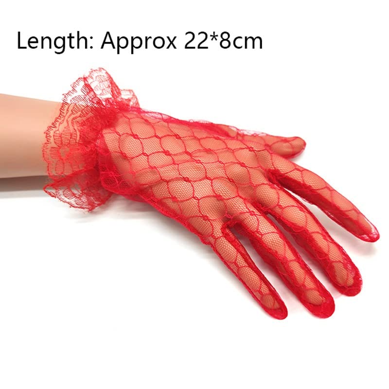 Guantes cortos de encaje negros blancos transparentes para conducir mujer 3