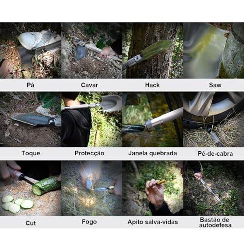 Kit Pá Tatica de Sobrevivência Dobrável Militar Escavação Multifunção, Multiferramenta de aço inoxid