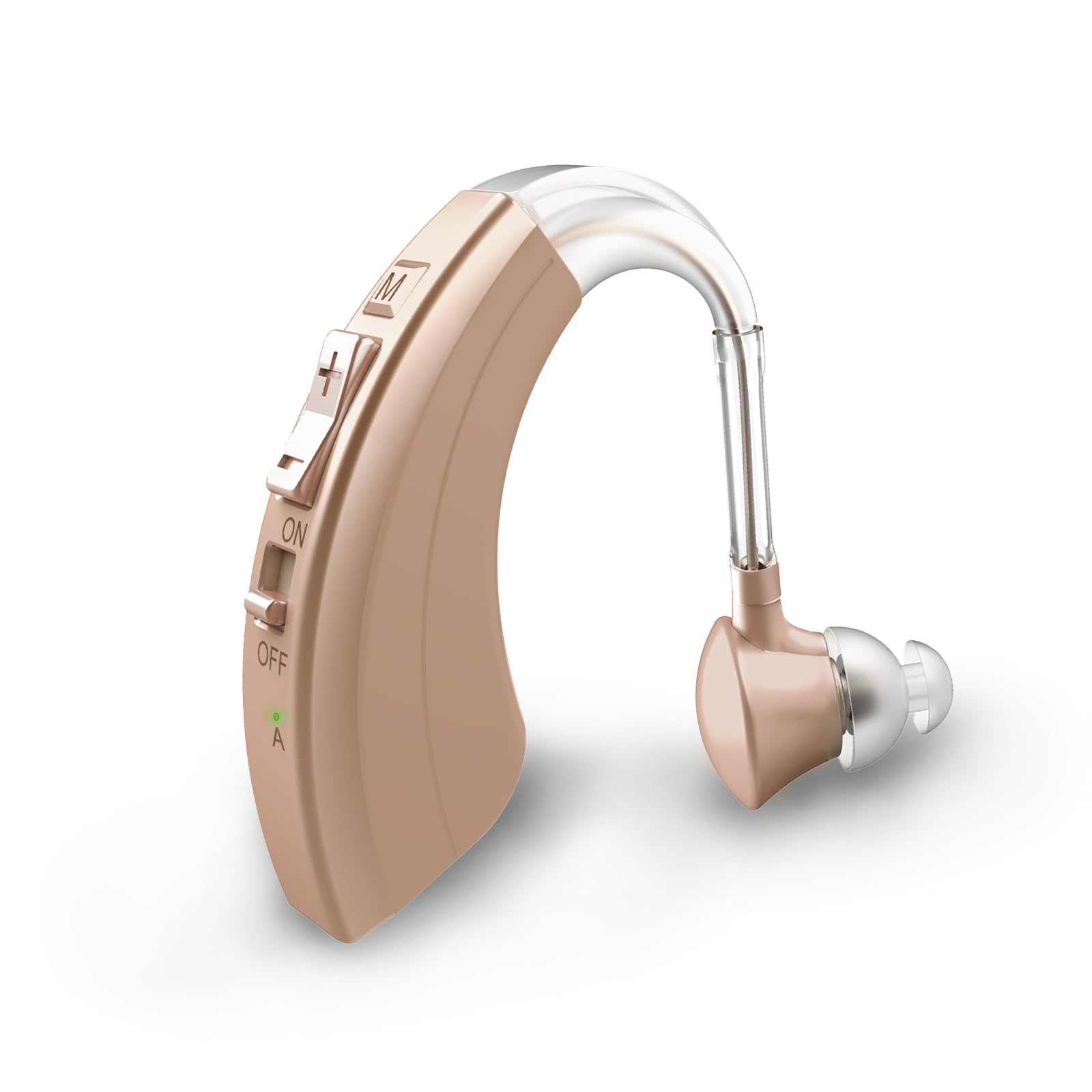 Dispositivo sonoro ricaricabile, cancellazione del rumore e volume regolabile, 4 modalità dispositivo uditivo design BTE Comfort (1, Beige)