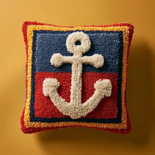 Kit de cojín de gancho de pestillo preimpreso AxiangziK con diseño de ancla de 43x43cm