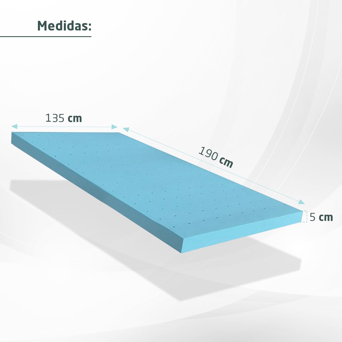 Topper Viscoelástico para Colchón - Sobrecolchón de Espuma de Memoria - Fabricado en España - Medidas: 135x190x5cm - Homedi