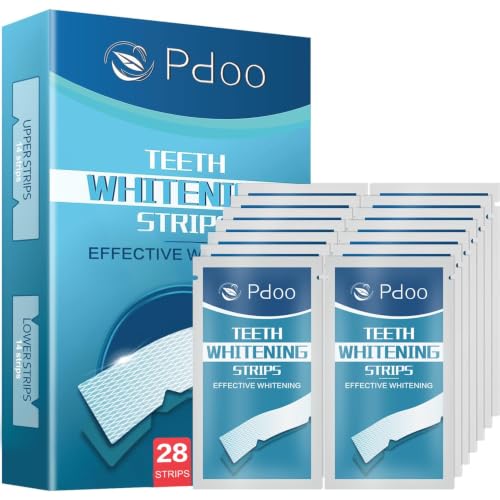 Image of Teeth Whitening Strip 14 Treatments - Whitening Strips for Sensitive People, Fast Remove Smoking, Coffee, Wine Stains, Teeth Brightening Kit Pack of 28 Non-Slip Strips