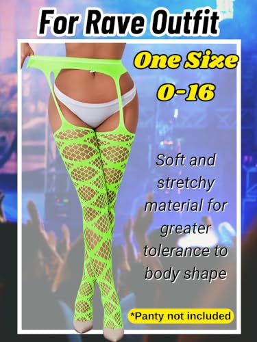 Image of Kaei&Shi Womens Thigh High Fishnet Garter Stockings Rave Party
