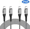 Durcord 2 paquetes de cable cargador USB C de 10 pies - Carga rápida de 100W para Android/Phone/Pad, tipo C a tipo C compatible con iPhone 17/16/15 Pro Plus Max Plateado 3