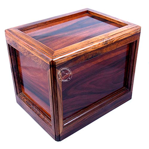Hind Handicrafts Handmade Rosewood Wooden Urns for Human Ashes Adult Large - Wooden Box Funeral Cremation Urns for Ashes Engraving (10" x 4" x 8" - 200 lb or 91 kg, Natural)