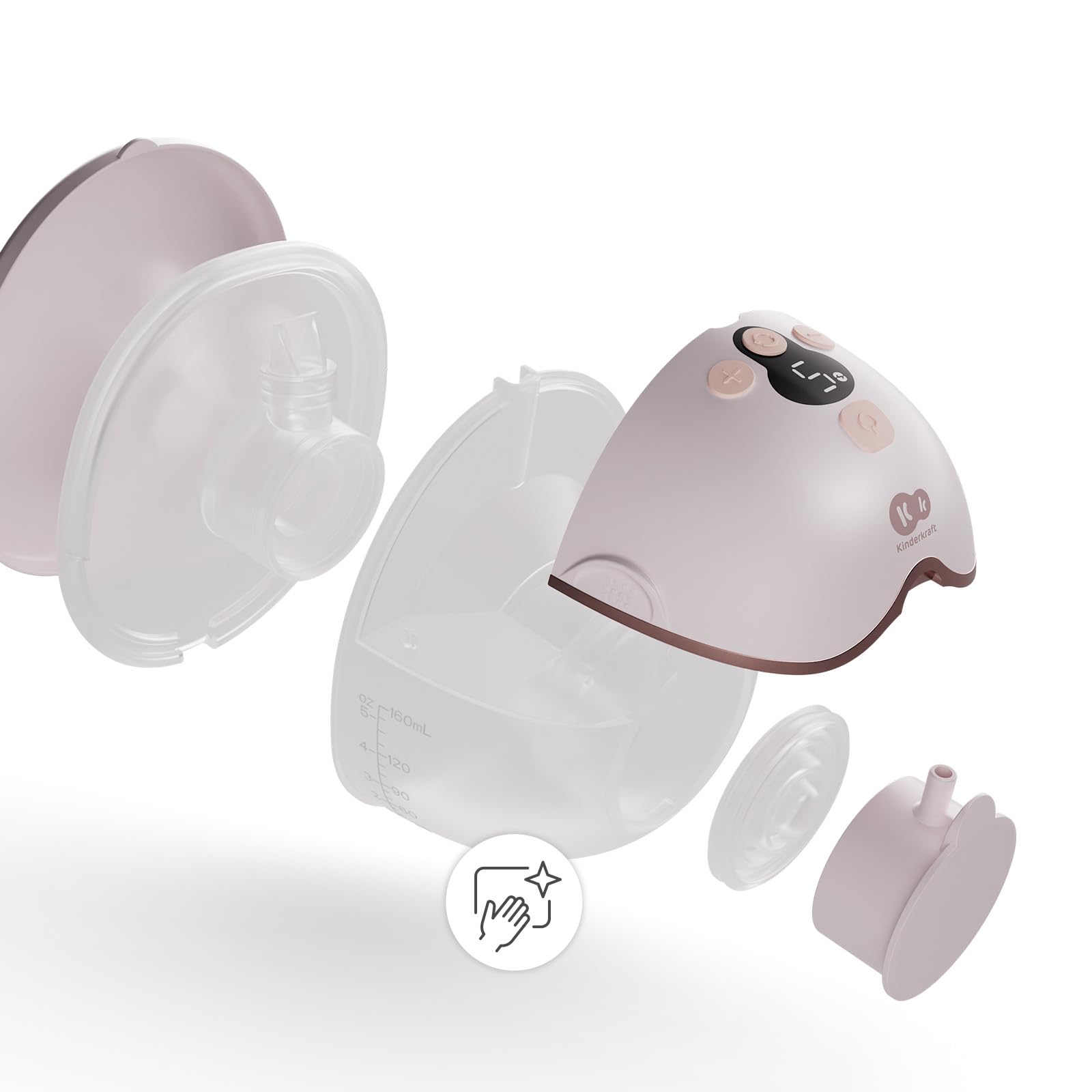 Kinderkraft MAMAFLOW DOUBLE extractor de leche eléctrico, 2 copas, 4 modos, 9 niveles, 180 min, USB-C, 320 ml, Rosa