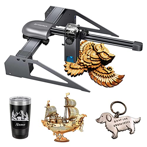 ATOMSTACK Portable Mini Laser Engraver, 40W Laser Cutter and Engraver Machine for Wood and Metal, DIY Laser Marking for Dog Tags, 5.5W Output Power, 85% Pre-Assembled, 200x200mm Fine Engraving Area
