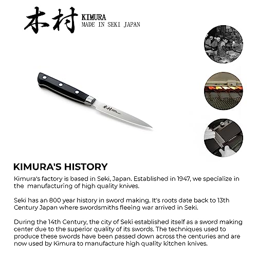 Image of Kimura Paring Knife, [Made in Japan], 3.5 inch Professional Chef Knife, Ultra Sharp High Carbon Molybdenum Stainless Steel Kitchen Knives, Chefs Knife with Ergonomic Handle - Japanese Chef's Knife