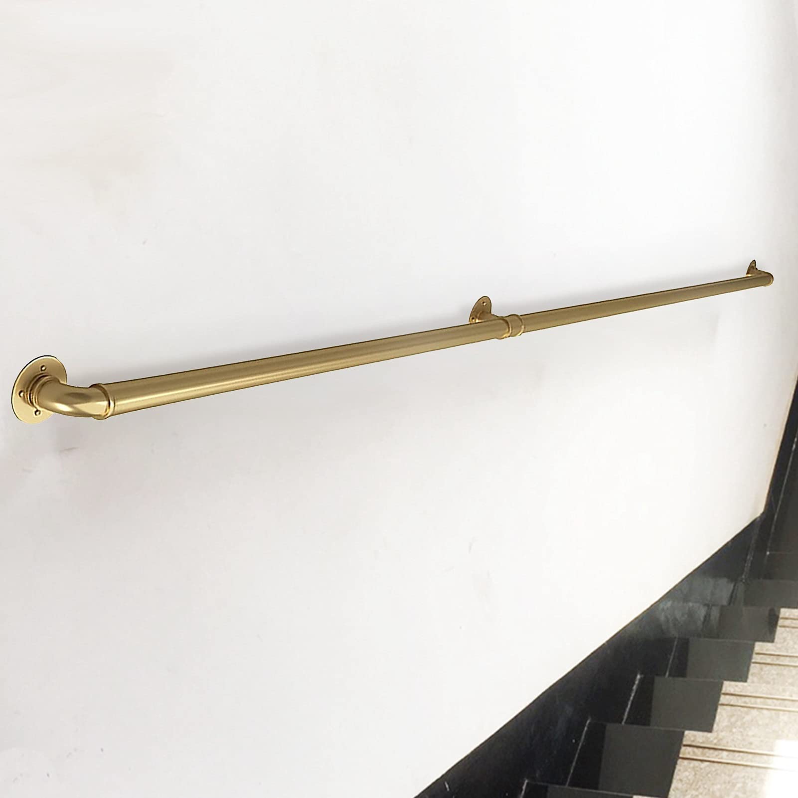 YDYFC Handrail Brackets for Stairs - Gold Banister Hand Rails for Indoors and Outdoors Metal Wrought Iron 30cm~600cm, Loft Villa Corridor Non-Slip Staircase Railings Safety Support Rod