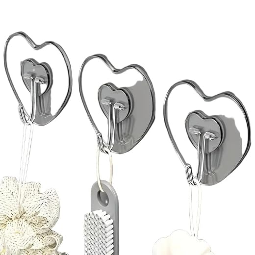5 Pack of 5Pcs Large Heavy-Duty Adhesive Hooks - No-Drill Transparent Plastic Suction Cups, Thickened