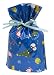 GiftMate 6-Piece X-Large Christmas Holographic Drawstring Gift Bag and Gift Card Set:3-Red, 3-Blue-Includes Inserted Ribbon & Gift Tags