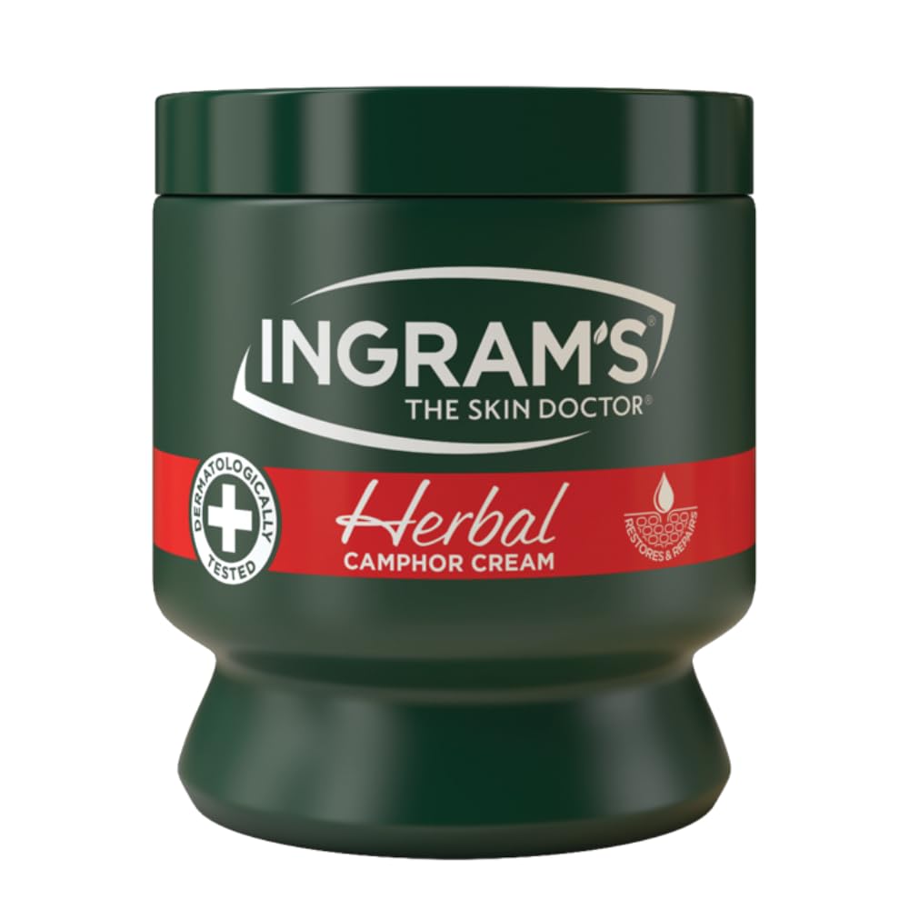 Ingram's Camphor Cream Herbal 450 Ml For Face And Skin 100% Pure, Non-Greasy Cream Intensively Restores, Moisturize, Hydrates,Repairs And Nourishes Very Dry Skin