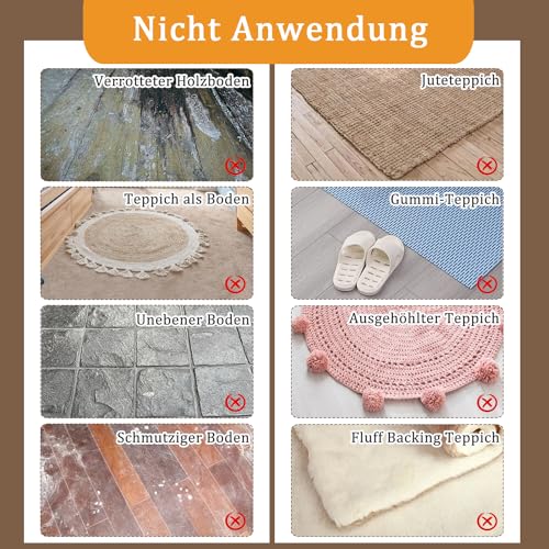 FuKuEn Teppich Antirutschunterlage Waschbar Teppichgreifer für Teppiche Vacuum Tech Teppichstopper Antirutschmatte für Hartholzböden rutschfest Teppichstopper 10cmx10cm 8 Stück