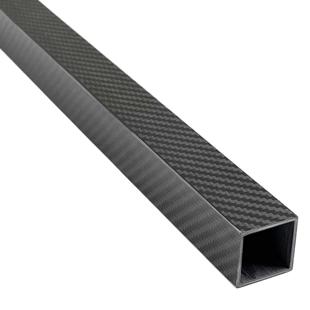 1 tube carré en fibre de carbone de 30 x 30 x 420 mm, épaisseur de paroi de 2 mm, rouleau de 3 K en sergé avec finition mate