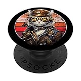 Photo Gallery steampunk cat con occhiali, orologi e cappello, retrò tramonto popsockets popgrip intercambiabile Photo Gallery steampunk cat con occhiali, orologi e cappello, retrò tramonto popsockets popgrip intercambiabile