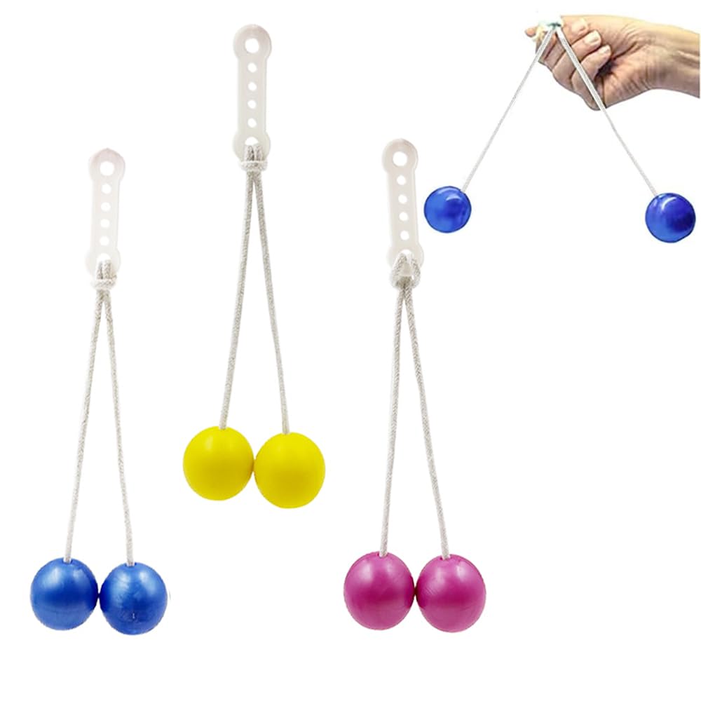 3 Pairs Clacker Ball,Ladder Balls, Toss Game Balls, Children's and Adults' Pressure reducing Balls,Used for Training Balance Ability, Concentration (Randomly Send 3 Colors)